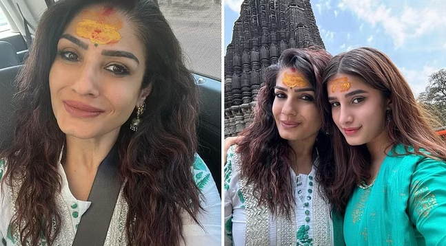 बेटी राशा के साथ त्र्यंबकेश्वर मंदिर पहुंचीं रवीना टंडन, सोशल मीडिया पर साझा कीं तस्वीरें