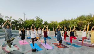 Yoga practice started in Lohia Park on the occasion of International Yoga Day