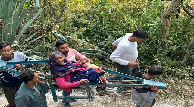 बुजुर्ग मतदाता डोली या अन्य सहारों से मतदान केंद्र पहुंचे